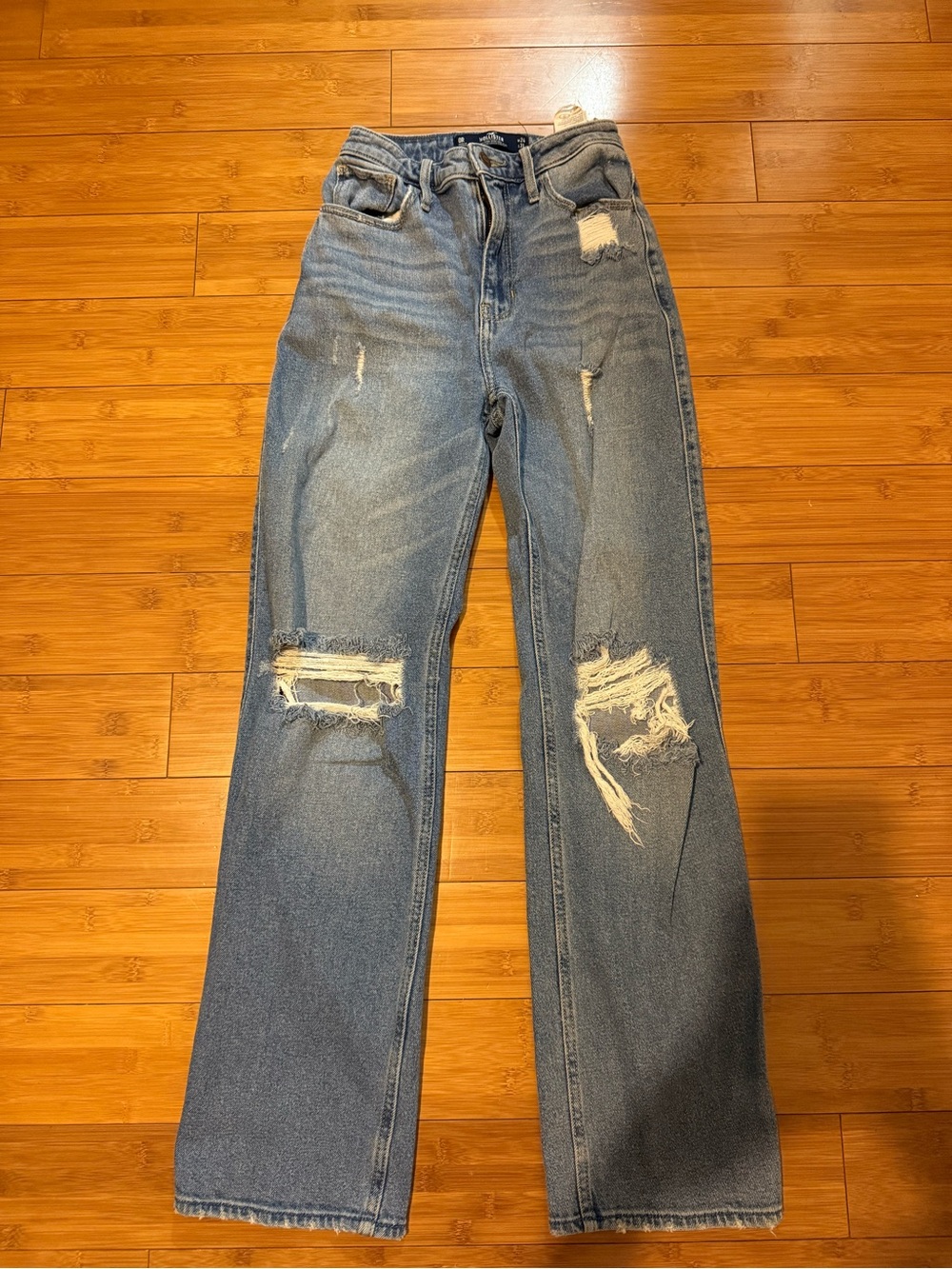 Hollister Distressed Blue Wide-Leg Jeans